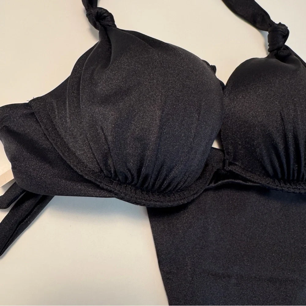 Victoria’s Secret Black Tie Bikini Set NWT Size 34B Small Swim